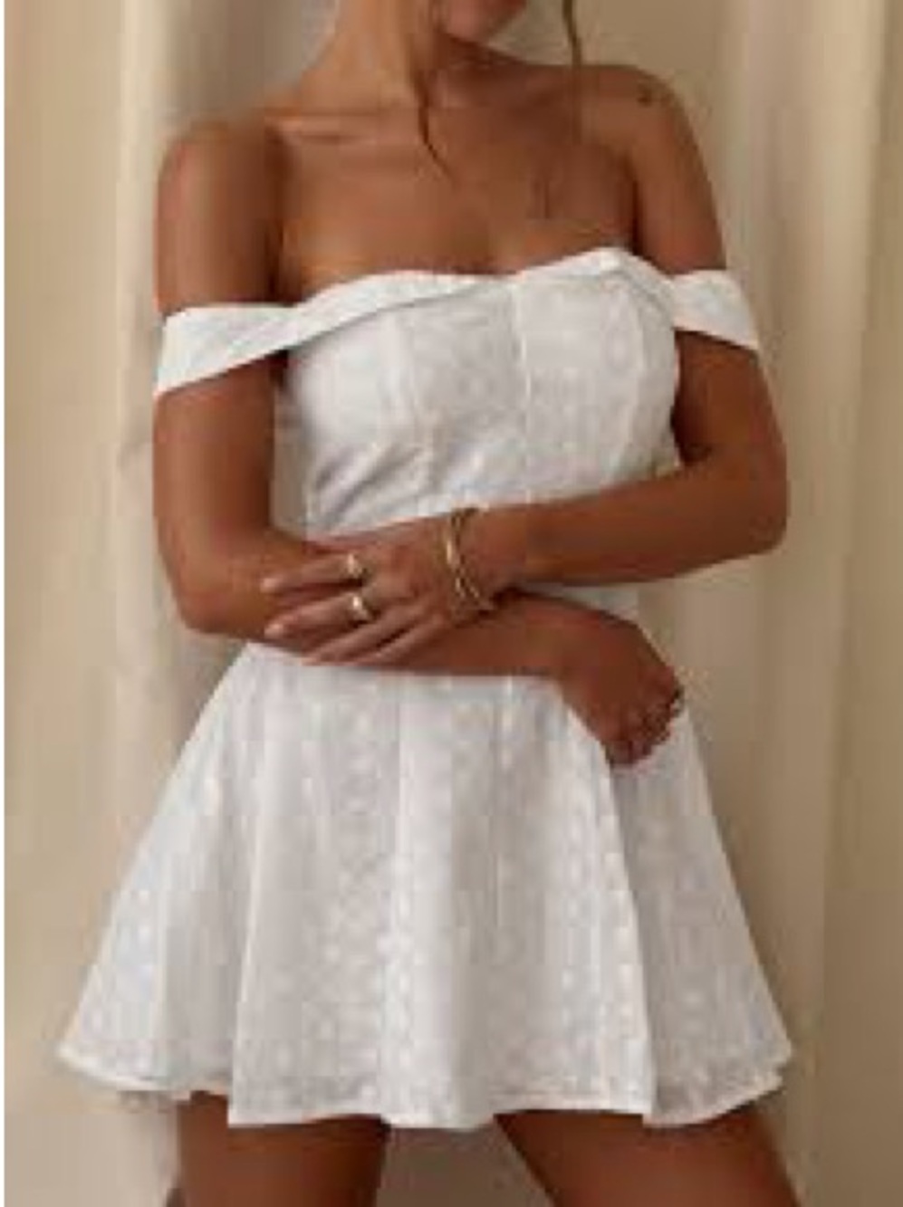 NWT🌼 Princess Polly Rosebud Off The Shoulder Mini Dress White Petite🌼